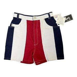 Vintage Red, White, & Blue Striped Cotton Shorts 3 90’s